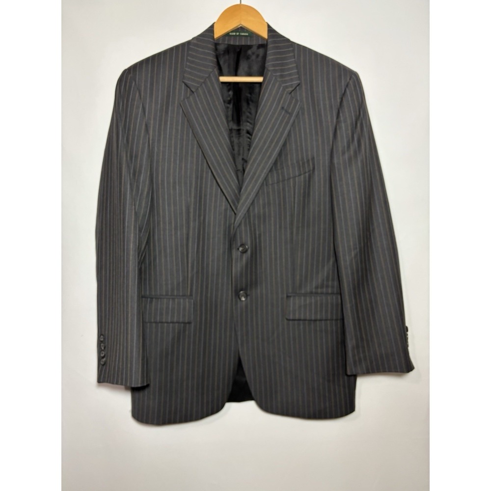 Lauren Ralph Lauren Blazer Mens 40R Grey Pinstripe Wool Two-Button Suit Jacket